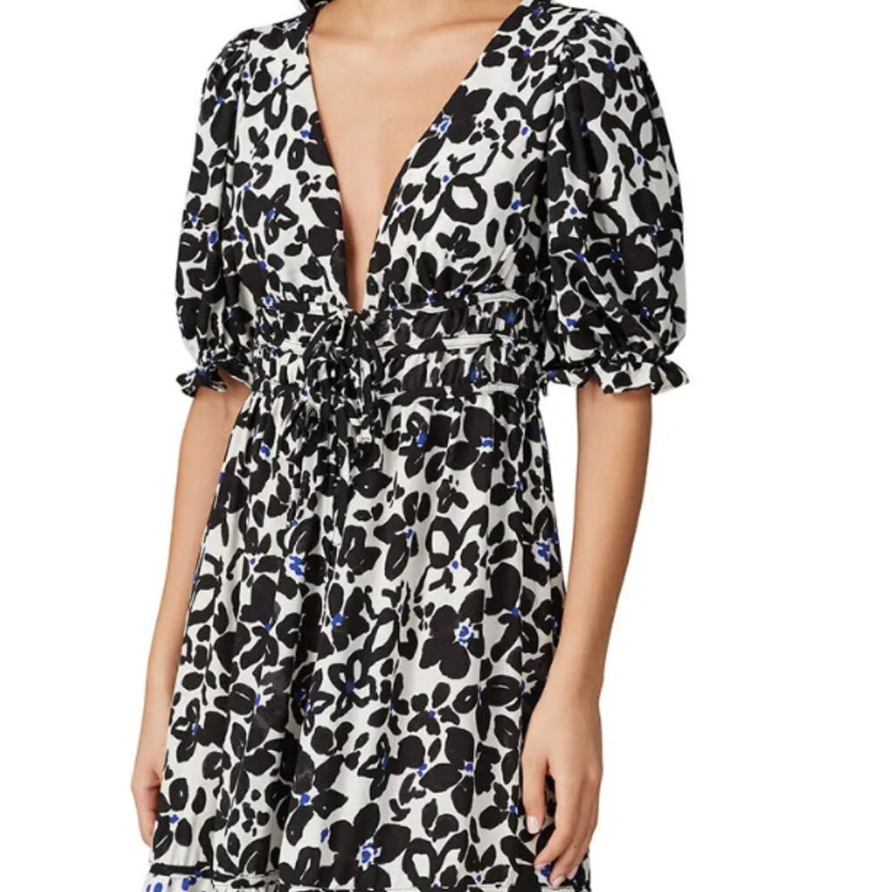 Black Floral Puff Sleeve Dress - Love, Whit by Whitney Port